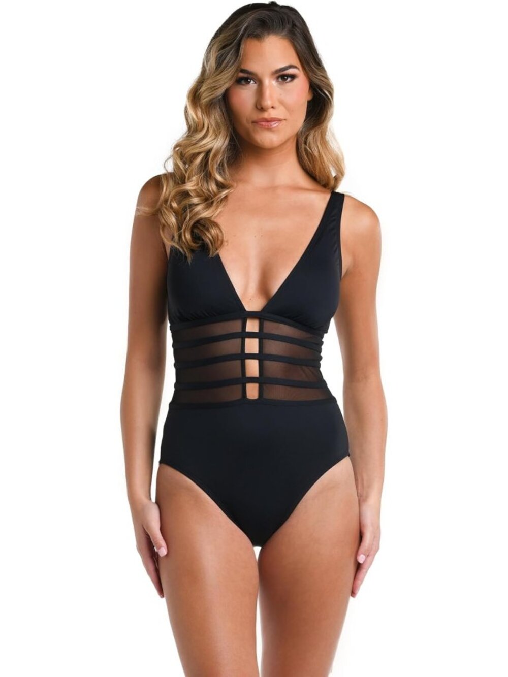 Island Goddess Mesh One-Piece Swimsuit - Over the Shoulder, Flattering Fit
